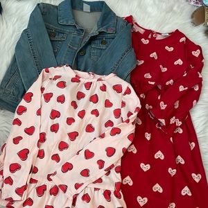 Valentine bundle - 4t / dress, jacket, long sleeve tee